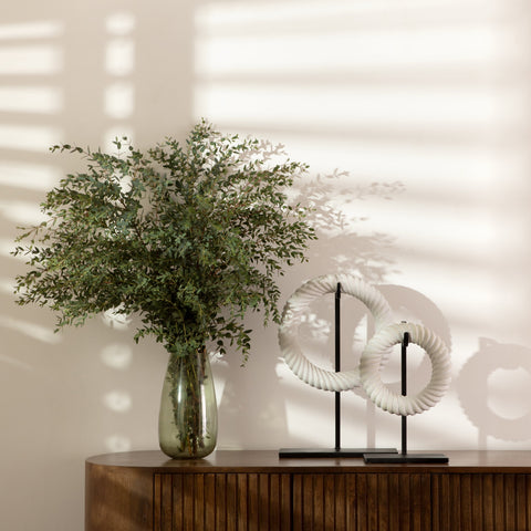 Armenta Sculpture Set of 2 Marble and Metal - White