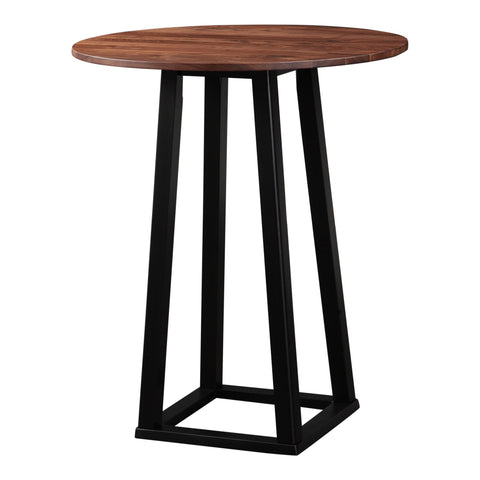 Modern Round Wood Drink Table with Block Foot Accent Table