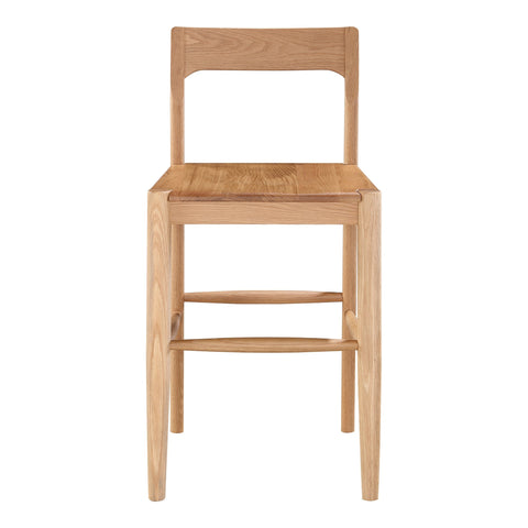 Owing Timeless Minimalist Scandinavian Oak High Back Counter Stool