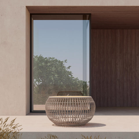 Azzurro Living Barcelona Contemporary Round Coffee Table for Outdoor Living - 39 W