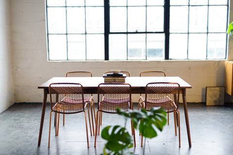 Fernweh Woodworking Minimalist Handcrafted Farm Dining Table with Splayed Legs - 72 W