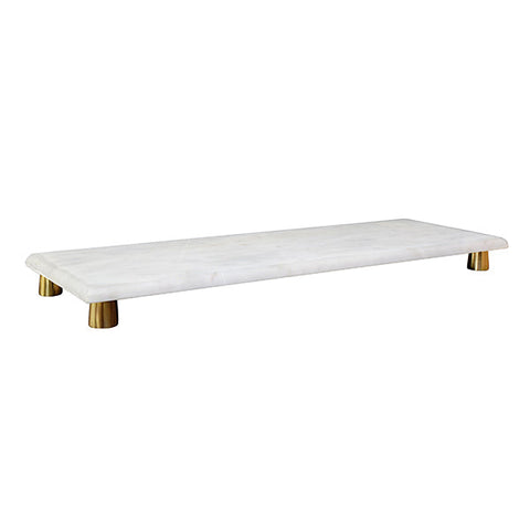 Modern Solid Marble and Brass Polished Serving Tray
