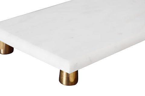 Modern Solid Marble and Brass Polished Serving Tray