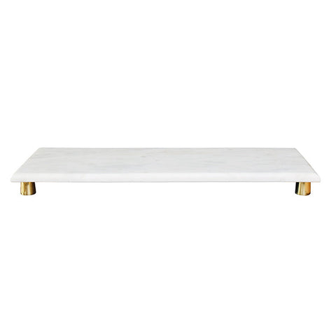Modern Solid Marble and Brass Polished Serving Tray
