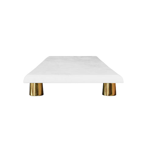 Modern Solid Marble and Brass Polished Serving Tray