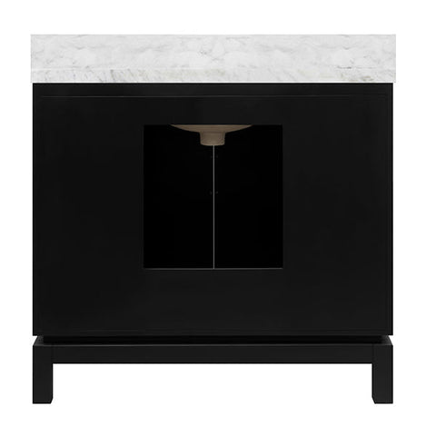 Worlds Away Contemporary Matte Bathroom Vanity with Marble Top