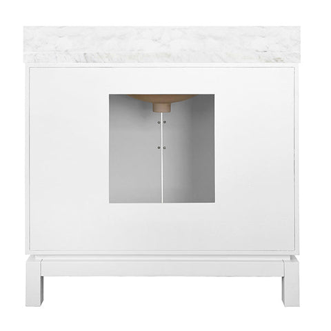 Worlds Away Contemporary Matte Bathroom Vanity with Marble Top