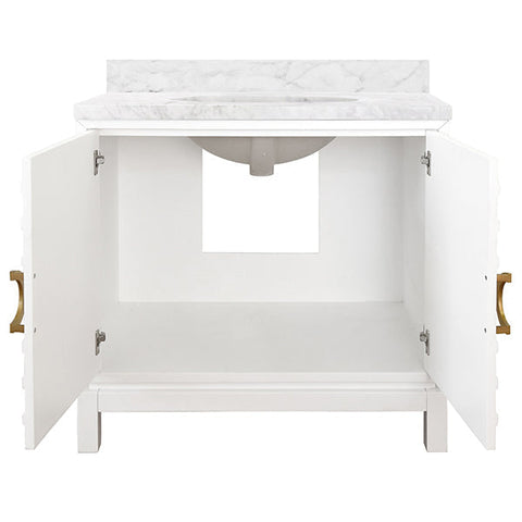 Worlds Away Contemporary Matte Bathroom Vanity with Marble Top