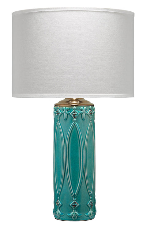 Tabitha Accent Embossed Column Drum Table Lamp