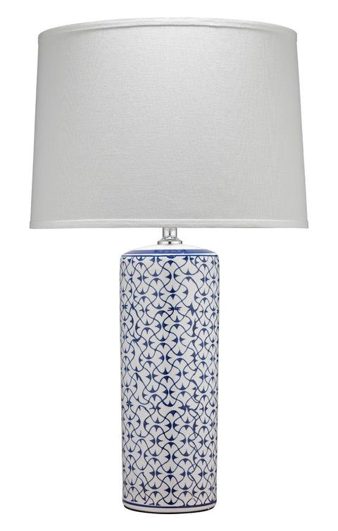 Vivian Accent Graphic Drum Table Lamp with Finial Asian Style