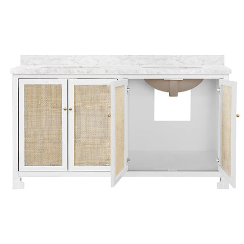 Worlds Away Coastal Matte Bathroom Vanity with Marble Top