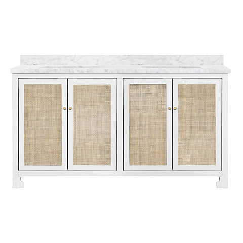 Worlds Away Coastal Matte Bathroom Vanity with Marble Top