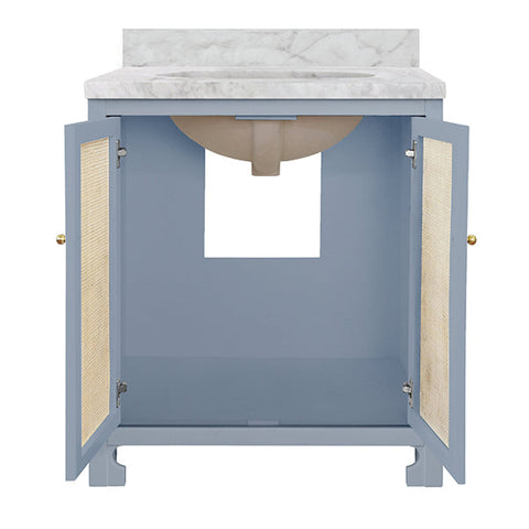 Worlds Away Coastal Matte Bathroom Vanity with Marble Top