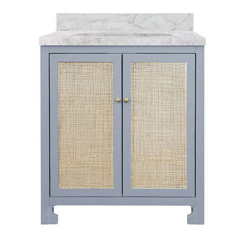 Worlds Away Coastal Matte Bathroom Vanity with Marble Top