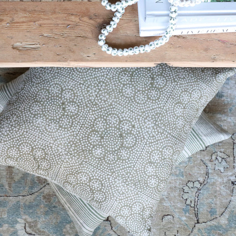 Filling Spaces Artful Traditionalist Bohemian Hand Block Print Lumbar Pillow - 18 x 18 - 20 x 20 - 22 x 22 - 24 x 24 - 26X 26 - 14 x 20 - 14 x 40 - 18 x 40 - 16 x 50