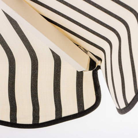 The Resort Market Umbrella in Monaco Black Stripe | 10' Antique White Frame