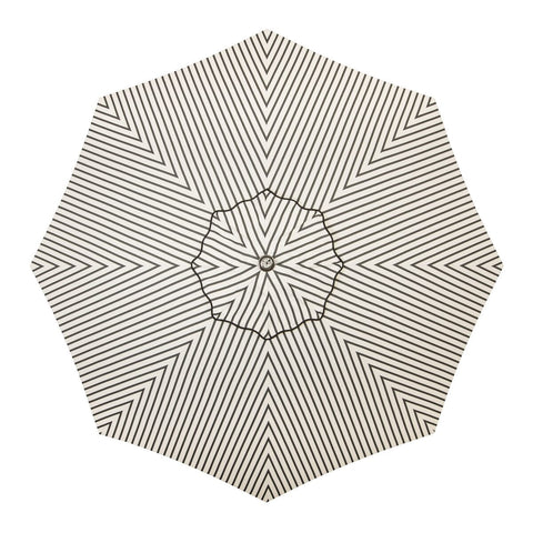 The Resort Market Umbrella in Monaco Black Stripe | 10' Antique White Frame