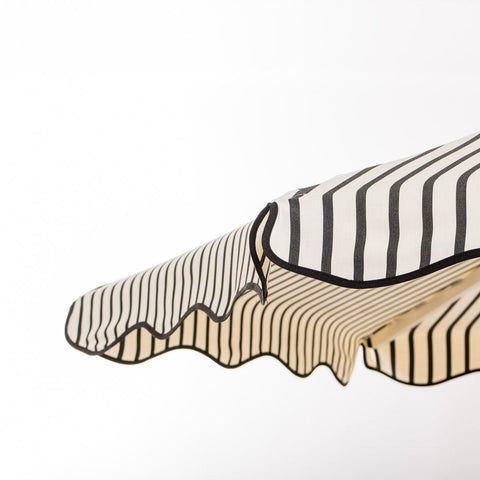 The Resort Market Umbrella in Monaco Black Stripe | 10' Antique White Frame