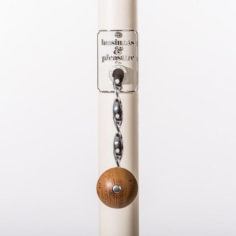The Resort Market Umbrella in Monaco Black Stripe | 10' Antique White Frame