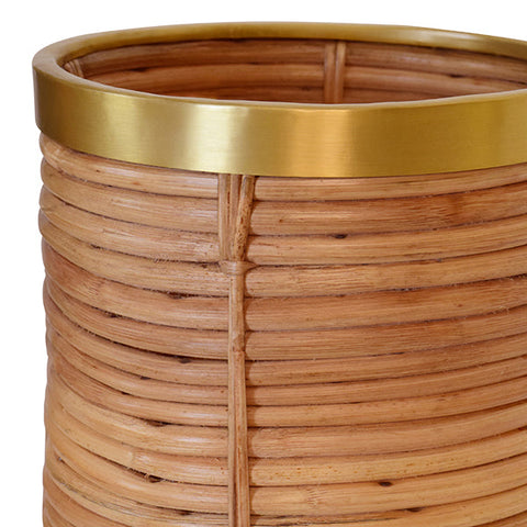 Organic Contemporary Woven Rattan Wastebasket for Kitchen