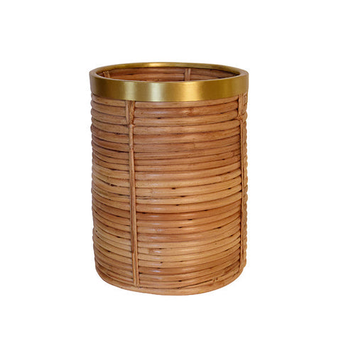 Organic Contemporary Woven Rattan Wastebasket for Kitchen