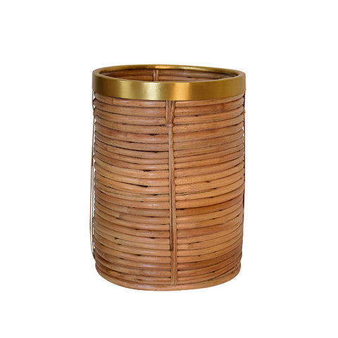 Organic Contemporary Woven Rattan Wastebasket for Kitchen