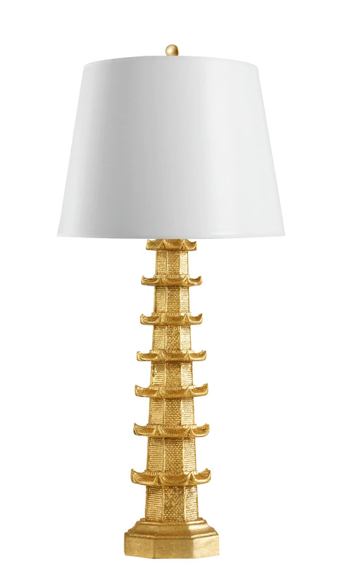 Brighton Column Accent Table Lamp with Carving Asian Style