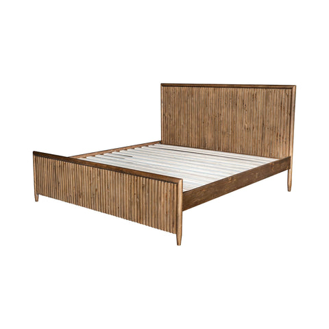 LH Imports Rustic Britanica Slat Panel Bed with Headboard - Queen - Queen - King