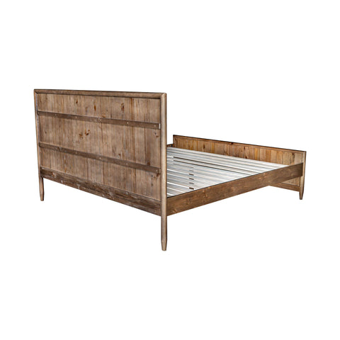 LH Imports Rustic Britanica Slat Panel Bed with Headboard - Queen - Queen - King