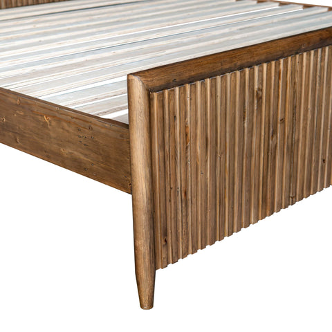 LH Imports Rustic Britanica Slat Panel Bed with Headboard - Queen - Queen - King