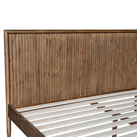 LH Imports Rustic Britanica Slat Panel Bed with Headboard - Queen - Queen - King