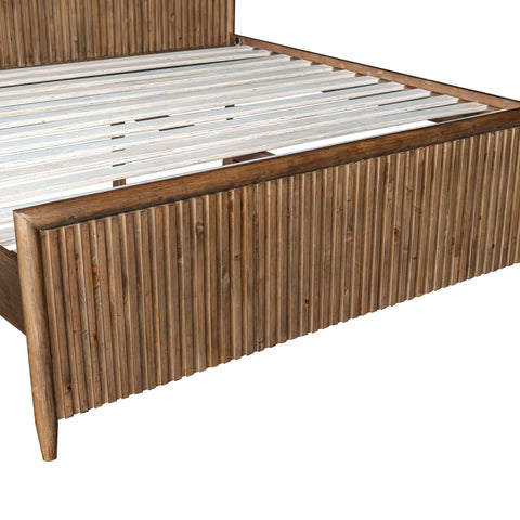 LH Imports Rustic Britanica Slat Panel Bed with Headboard - Queen - Queen - King