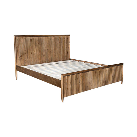 LH Imports Rustic Britanica Slat Panel Bed with Headboard - Queen - Queen - King