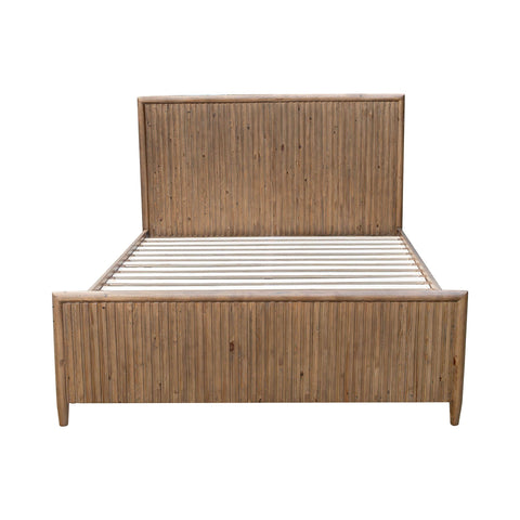 LH Imports Rustic Britanica Slat Panel Bed with Headboard - Queen - Queen - King