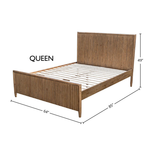 LH Imports Rustic Britanica Slat Panel Bed with Headboard - Queen - Queen - King