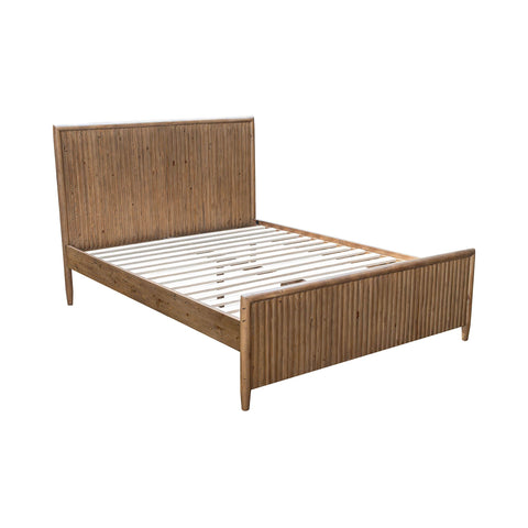 LH Imports Rustic Britanica Slat Panel Bed with Headboard - Queen - Queen - King