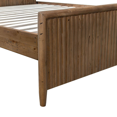 LH Imports Rustic Britanica Slat Panel Bed with Headboard - Queen - Queen - King