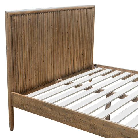 LH Imports Rustic Britanica Slat Panel Bed with Headboard - Queen - Queen - King
