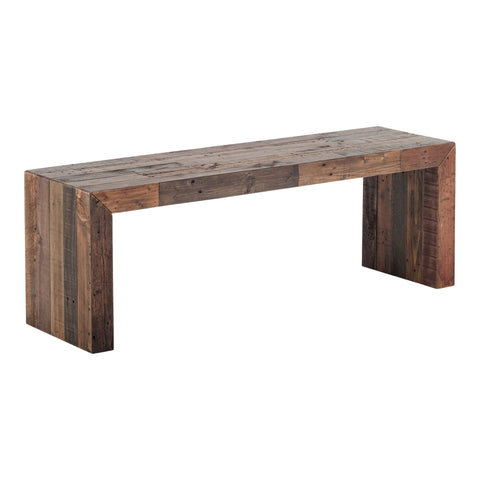 Timeless Minimalist Rustic Pine Dining Bench with Plinth Base