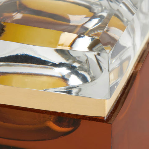 Decorating Essentials Art Deco Glass Cube with Gold Trim Decorative Box