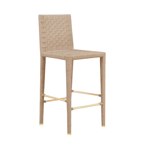 Timeless Minimalist Hand Woven Slat Back Modern Bar Stool