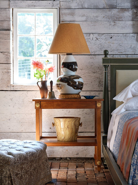 Bunny Williams Traditional Empire Cannonball Panel Bed with Finials - Queen - King