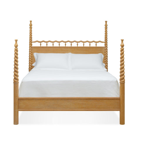 Bunny Williams Traditional Twisted Sister Four Poster Bed with Cannonball Finials - Queen - Queen - King