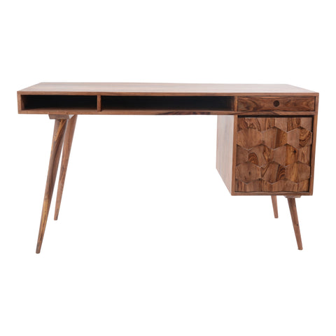 Mid Century Rectangle Wood Desk with Tapered Legs