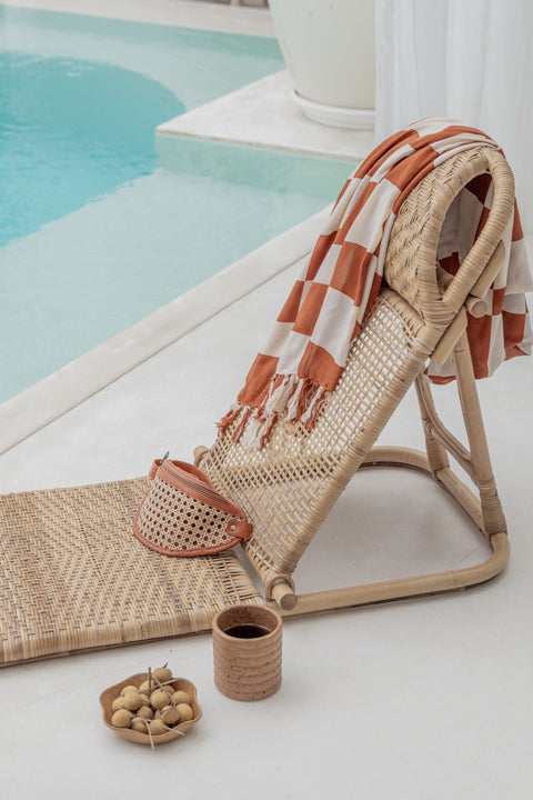 Beach Geometric Leather Trim Sling Bag with Adjustable Straps