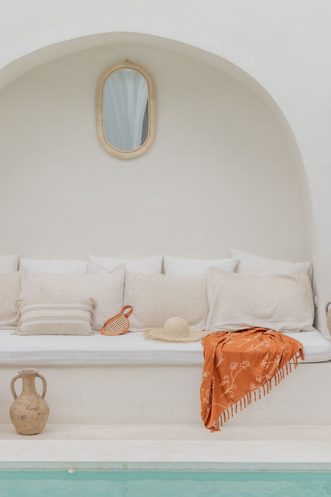 Beach Geometric Leather Trim Sling Bag with Adjustable Straps