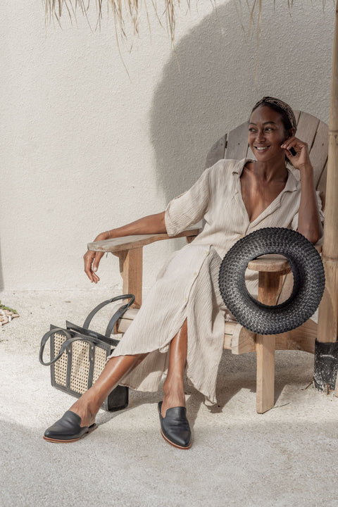 Casual Geometric Leather Trim Handmade Tote