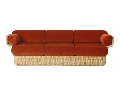 Bohemian Handcrafted Velvet Standard Sofa with Rolled Armrests
