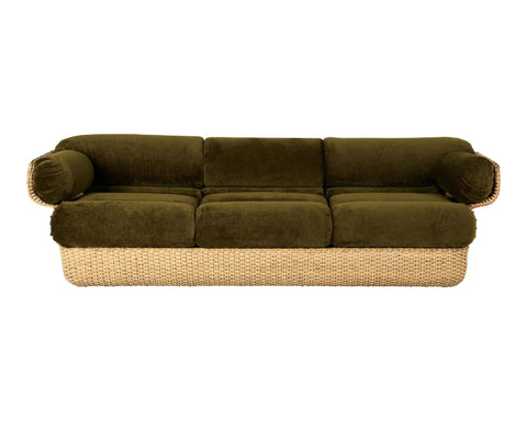 Bohemian Handcrafted Velvet Standard Sofa with Rolled Armrests