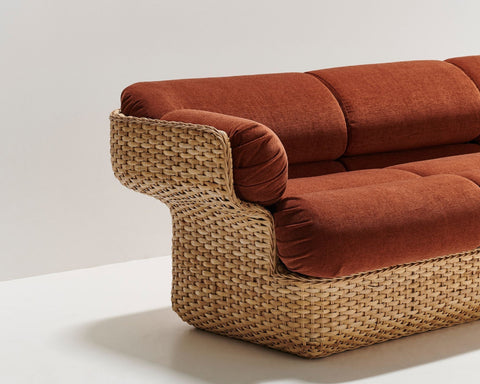 Bohemian Handcrafted Velvet Standard Sofa with Rolled Armrests